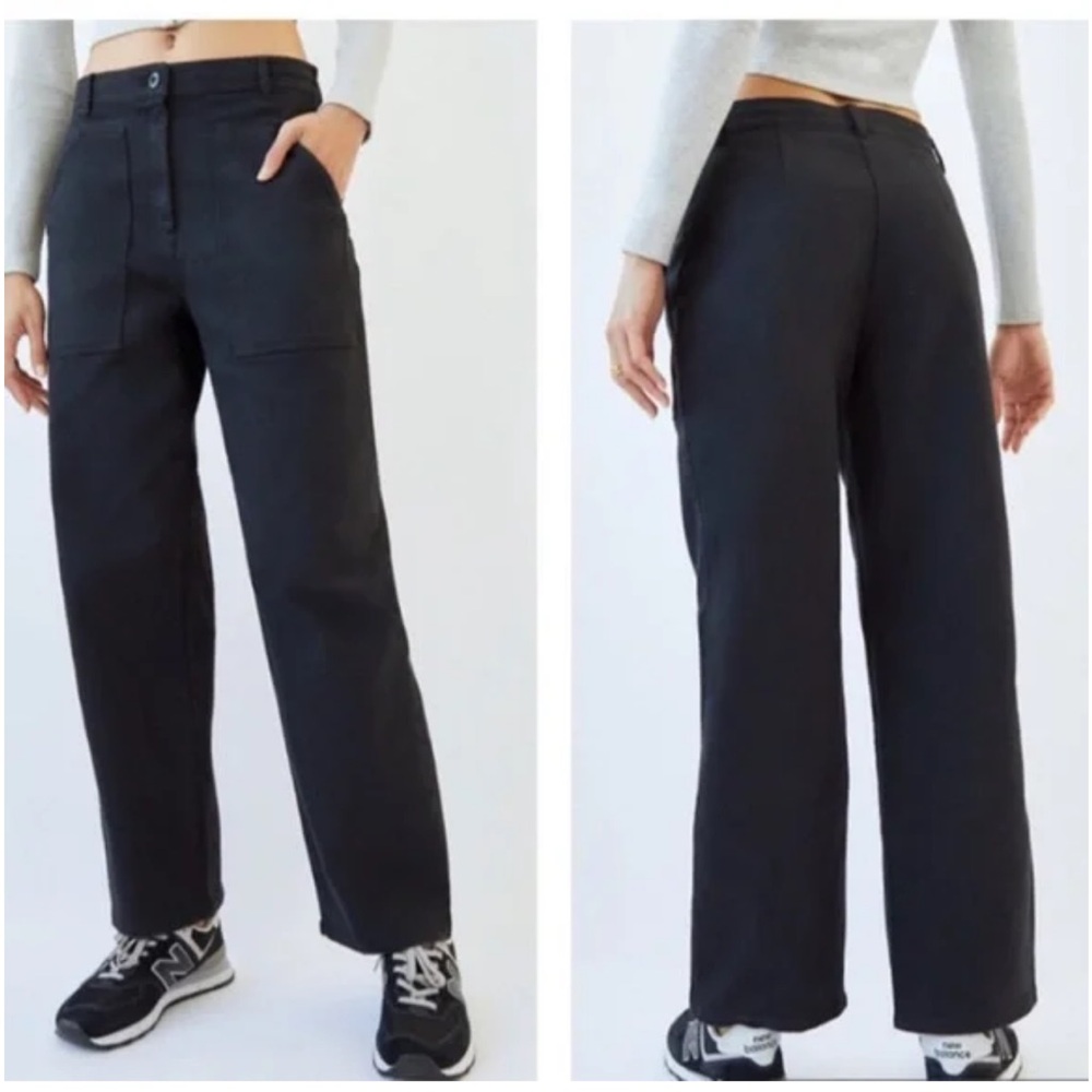 ARITZIA WILFRED FREE Black Modern Utility Pants Jeans Straight Leg EUC